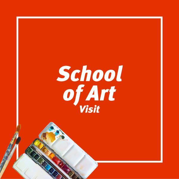 School of Art Visit with paintbrush and palette