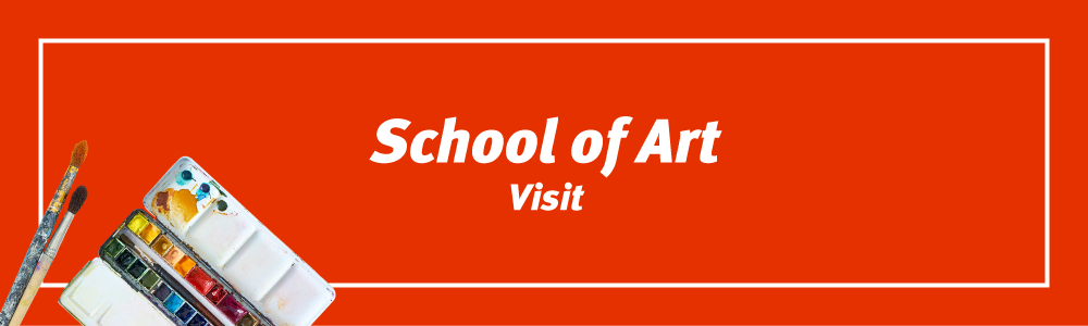 School of Art Visit with paintbrush and palette