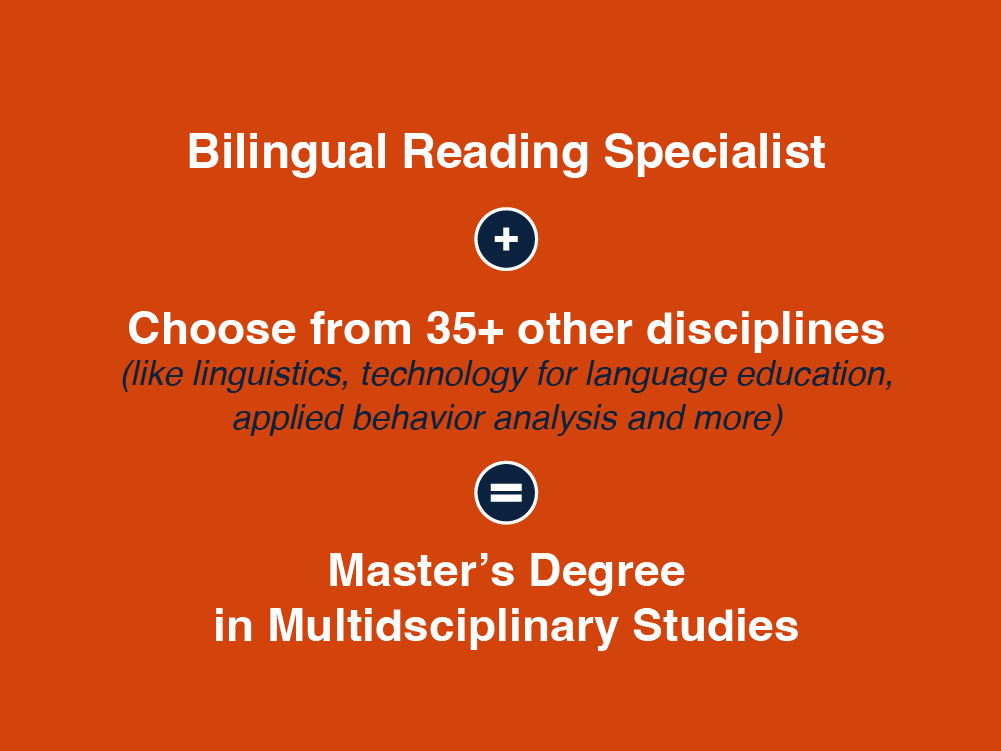 Bilingual Reading Specialist + Other Disciplines = Master's Degree in Multidisciplinary Studies