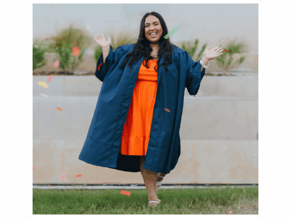 Denise Salas in her graduation gown