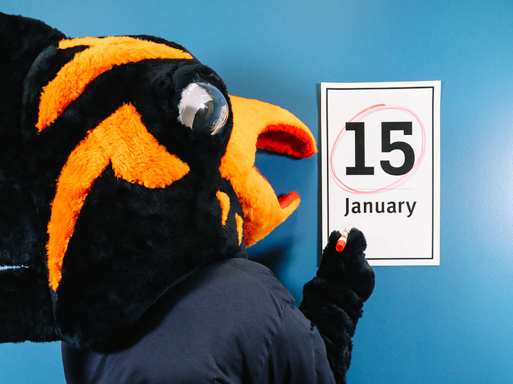 UTSA Roadrunner with calendar