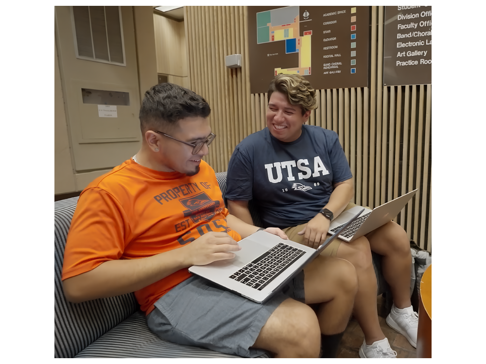 Juan Ramirez Garcia studying with a peer.