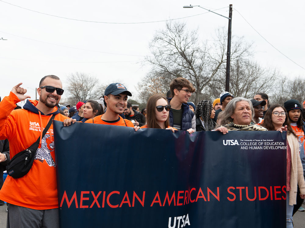 utsa mexican american studies students in a parade