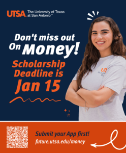 Don't miss out on money! Scholarship deadline is January 15 shareable graphic