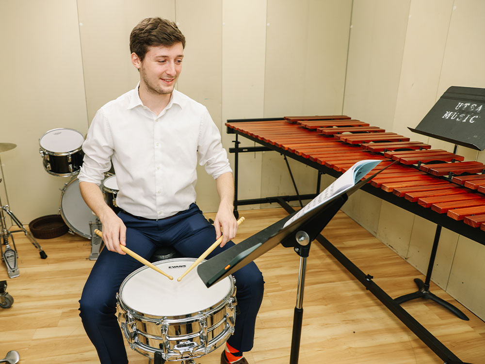 Percussion student practicing