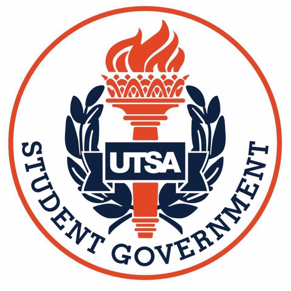UTSA Student Government Association Logo with Torch and Branches