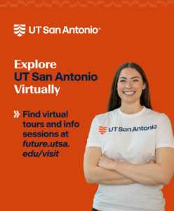 Explore UT San Antonio Virtually. Find virtual tours and info sessions at future.utsa.edu/visit
