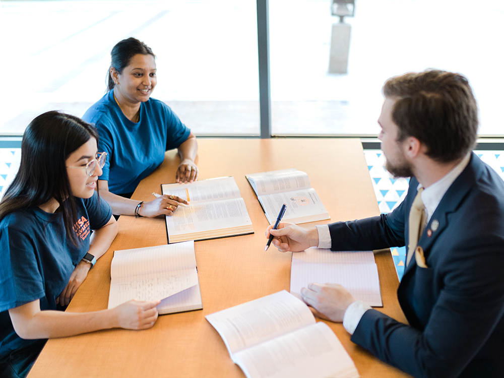 Business students studying in a group.