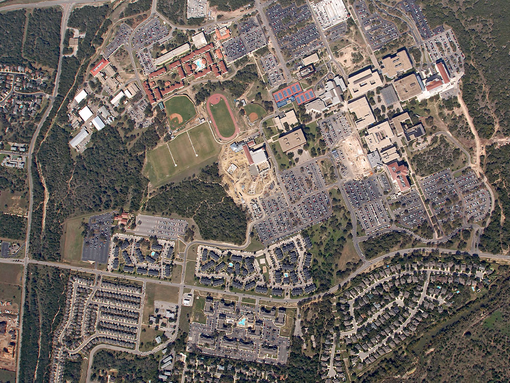 Aerial view of a city from Geographic Information Science at UTSA