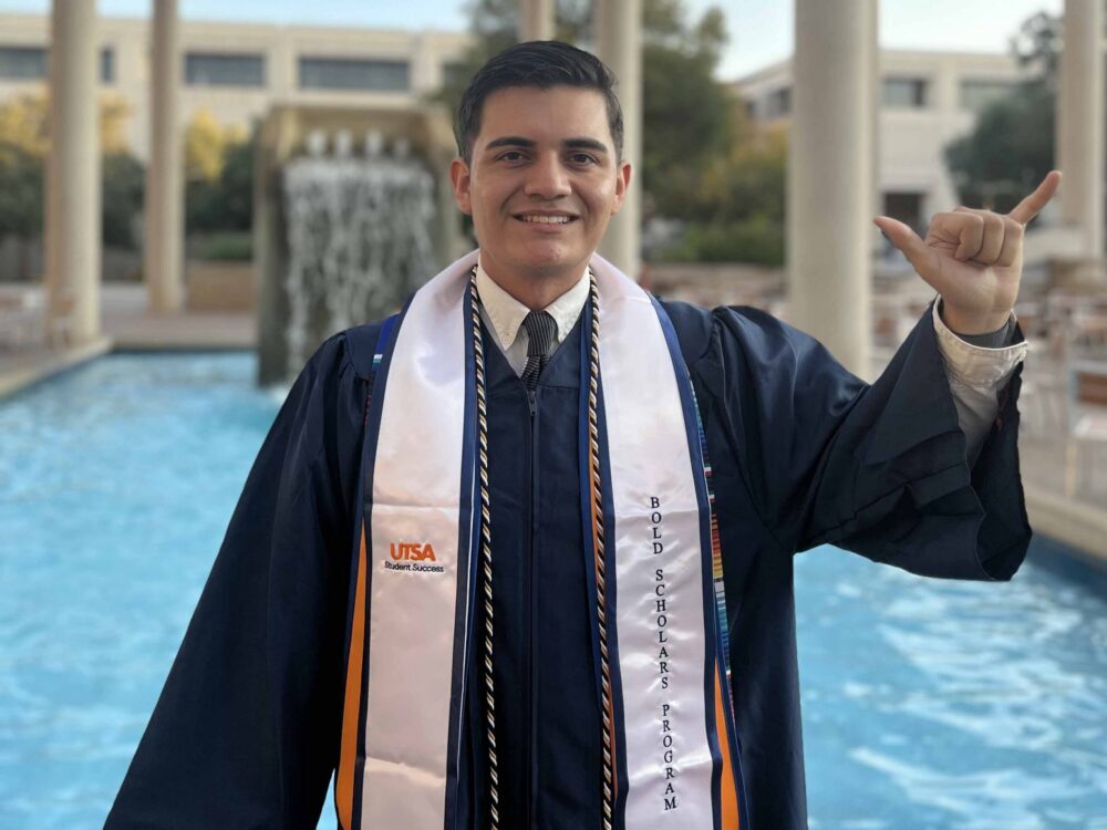 Anthony Quintero in graduation attire