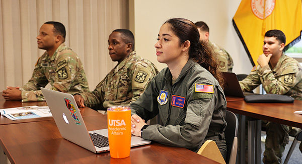 Students in one of the classes for the ROTC program