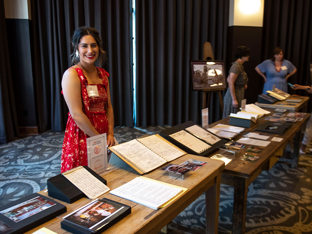 Archive pieces on display at a fundraiser