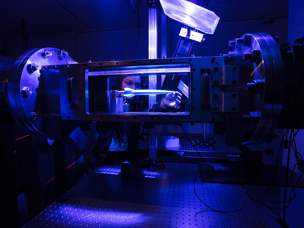 Student working in UT San Antonio's Hypersonic Lab.